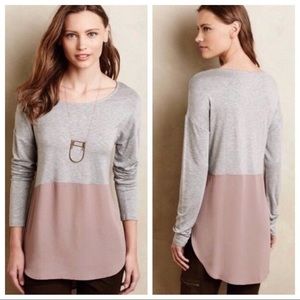 Meadow Rue Anthropologie Shirt Gray Two Tone Large